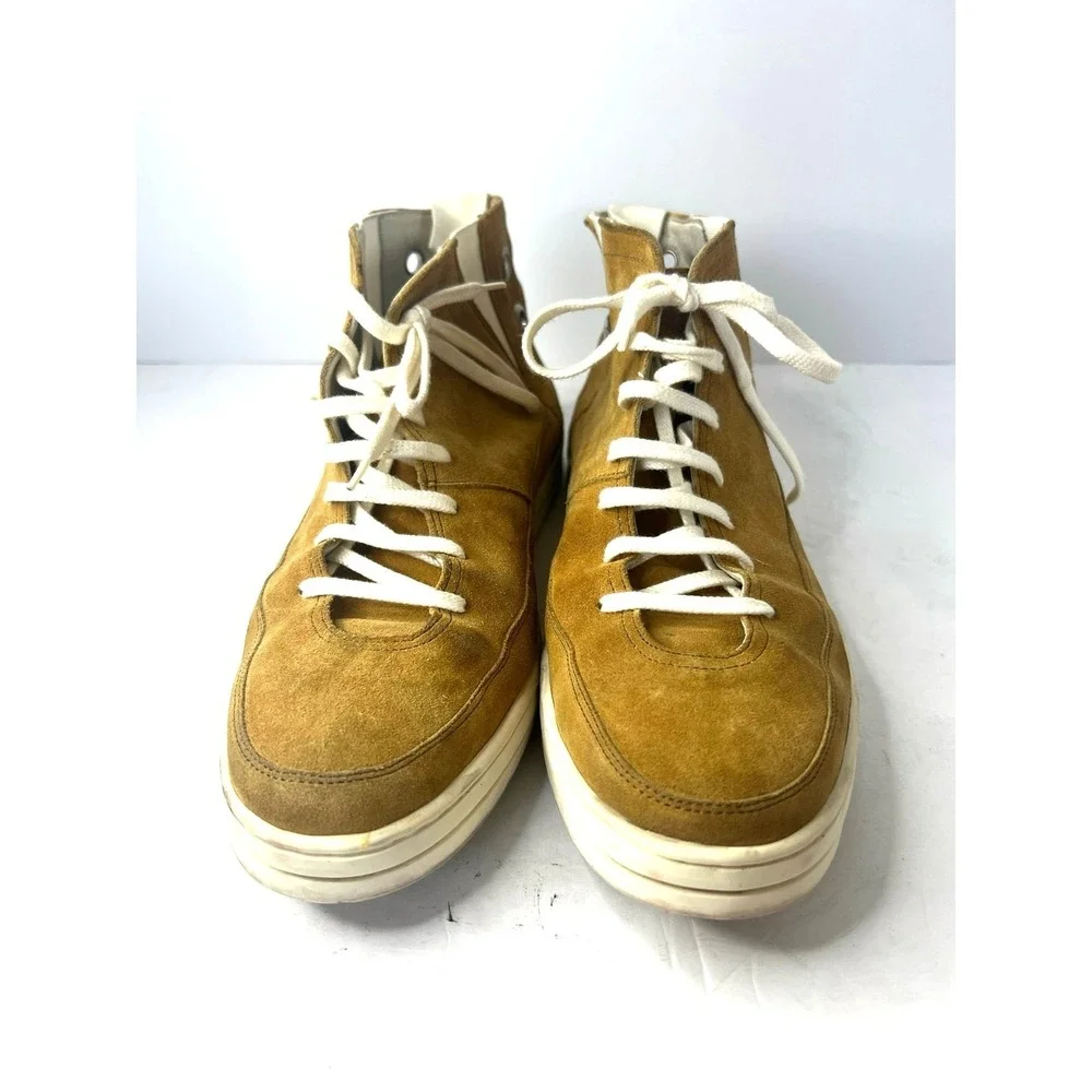 Gianni Versace High Top Gold Yellow Leather LaceUp Round Toe Sneaker Shoes Men 8